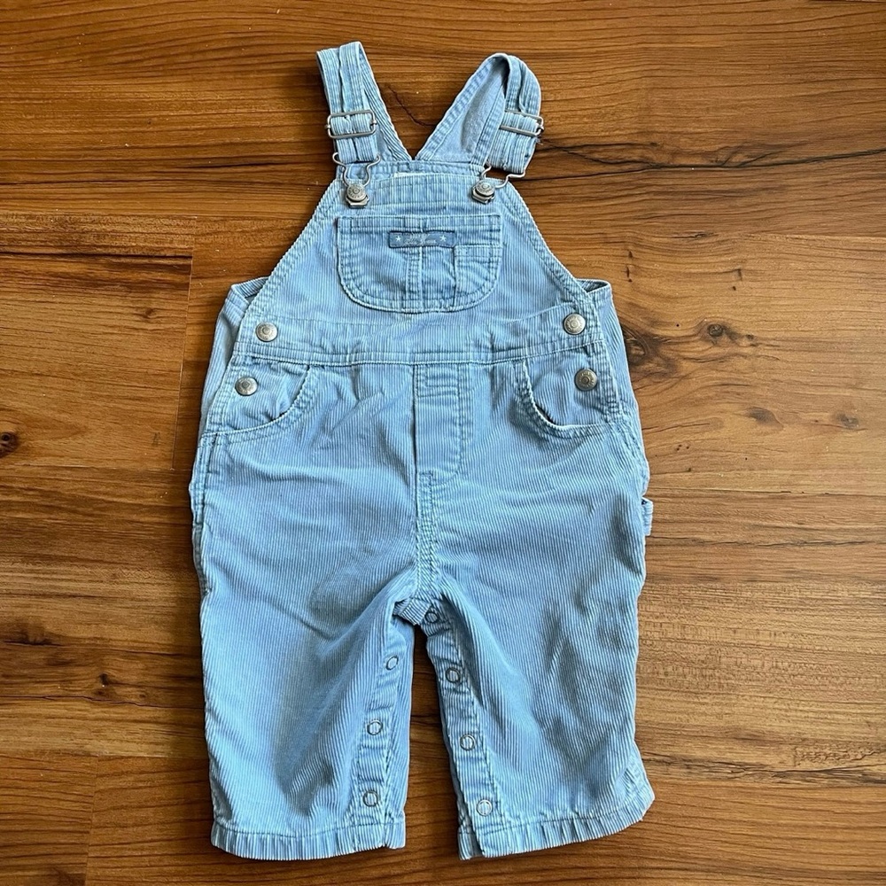 Baby GAP
6-12 months 
Baby blue
Corduroy overalls